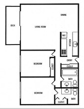 2 Bed 1.5 Bath B1 826 floor plan